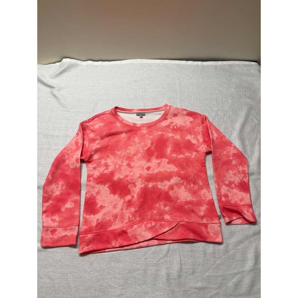 Aerie‎ Tie Dye Sweatshirt Coral Pink Long Sleeve Crossover Hem Pullover Women